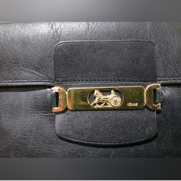 Vintage Celine Crossbody Leather Tri-fold Long Wallet on a Chain - Picture 4 of 15